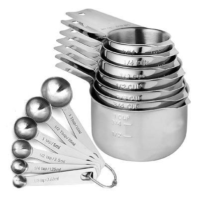 China Sustainable 13 Piece Stainless Steel Measuring Cups And Dosers Set With 7 Cups And 6 Dosers for sale