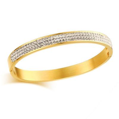 China CLASSIC Titanium Steel Gold Plated Diamond Bangle Full Buckle Factory Customizable Bangle for sale