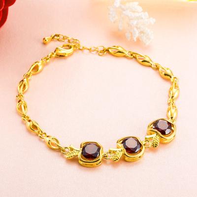 China Casual 24K Gold Plated Zircon Women's Bracelet / Sporty Style Daisy Sunflower Golden National Bracelet for sale