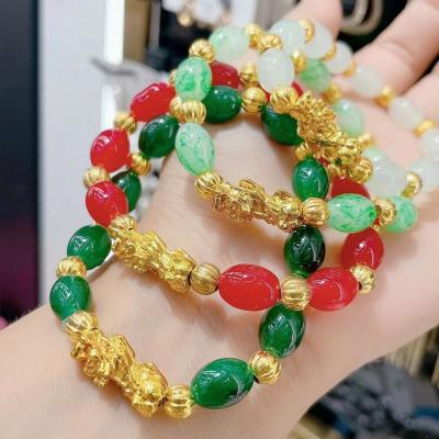 China 2021 Fashion Lucky Jade Bangle Bracelet Jewelry Women 18k Gold Luxury for sale