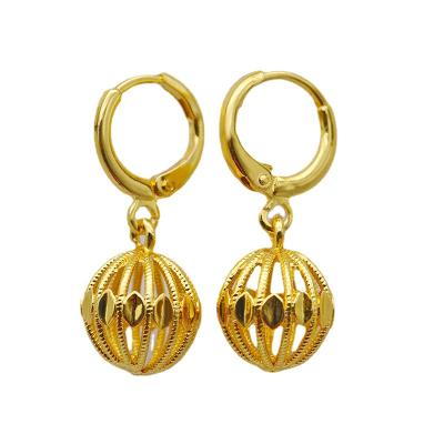 China CLASSIC copper plated real 24K gold plated lucky jewelry pearl women's earrings gold sold in pairs for sale