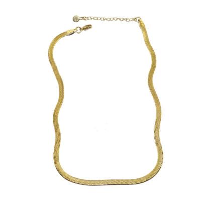 China CLASSIC Flat Gold Plated Stainless Steel Snake Chain 18k Gold Plated Necklace Clavicle Chain Herringbone Scarf for sale