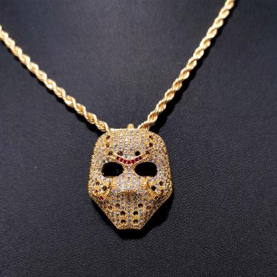 China Fashion Real Gold Cubic Zirconia Pendant Copper Inlaid Hiphop Cubic Zirconia Hip Necklace Chain Sweater Hop Jewelry Pendant for sale