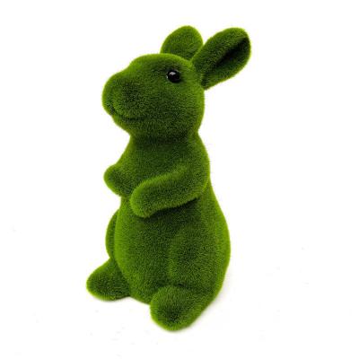 China Custom Easter Decoration Display Furnishing Props Pull Artificial Furry Assembled Ornament Moss Plush Bunny Cute Animal Easter Green Home Ornament for sale