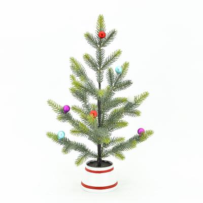 China High Quality Young Chirstmas Decor Victory Table Pine With Metal Base Christmas Ball Decorated Christmas Tree for sale