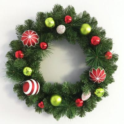 China Chirstmas Decor 22In Christmas Wreath Decorative With Ornaments Christmas Red White Green Garland for sale