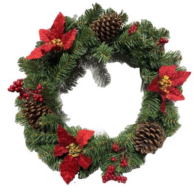 China Red Berry Christmas Flowers Christmas Wreath Wholesale Artificial Chirstmas Decor Pine Cone Decoration for sale