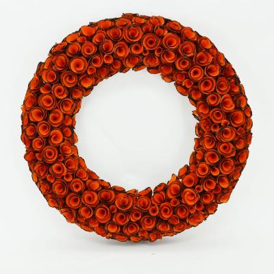 China Valentine Decor Hot Sell Orange Wooden Loop Flower Garland Wedding Decoration for Valentine Day for sale