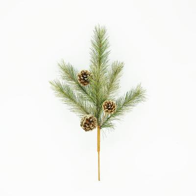 China Christmas Decor 2021 New Glod Glittered Hard Needle And Pine Cone Pick Christmas Decoration Party Supplies for sale