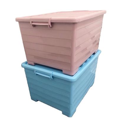 China Home Viable Hot Selling Large Capacity Clothes Plastic Storage Box With Wheels for sale