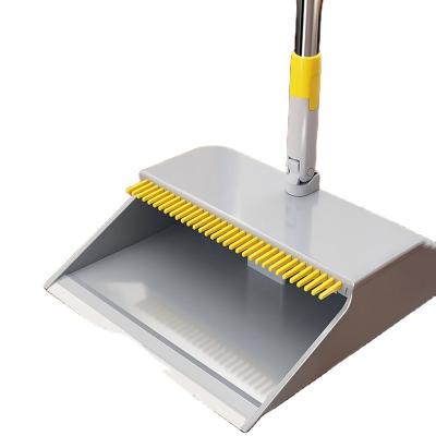 China New Style Economical High Quality Quick Soft Hair Broom With Plastic Tooth Dustpan Set Combination Stainless Steel Broom For Sale for sale