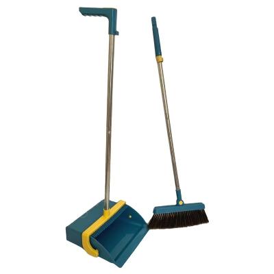 China Factory direct sales economic high quality handle stainless steel floor broom and plastic dustpan cleaning set for home for sale