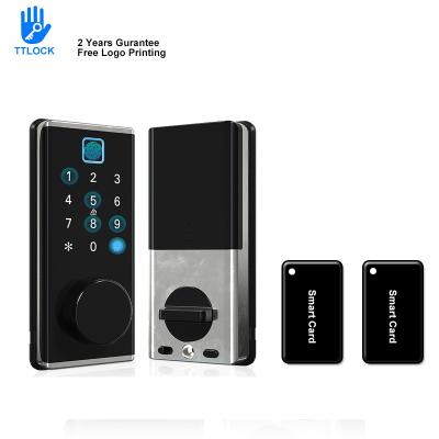 China TTLOCK Fingerprint APP Password Deadbolt Zinc Alloy Smart Lock For American Home Room Wood Security Door Locks for sale