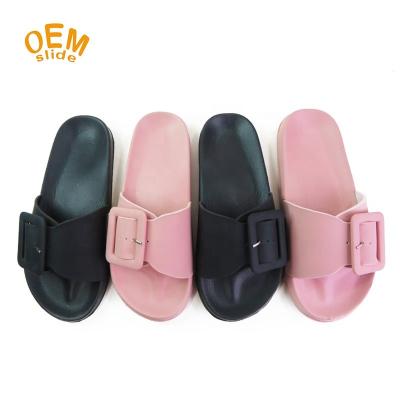 China Fashion Trend Oemslides Luxury Ladies Slide Sandals Open Toe Female Flat Logo Custom Slippers Customized for sale