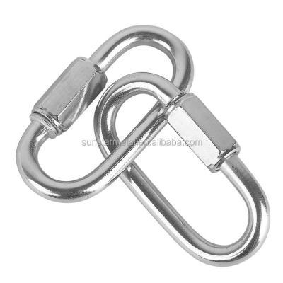 China Widely D Shape Chain Links Connector Small Climbing Lock Carabiner Stainless Steel Quick Link for sale