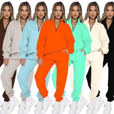 China Custom hoodies zipper collar neck anti-pilling sweatshirts women full up sweatpants and hoodie set embroidery hoodie for sale