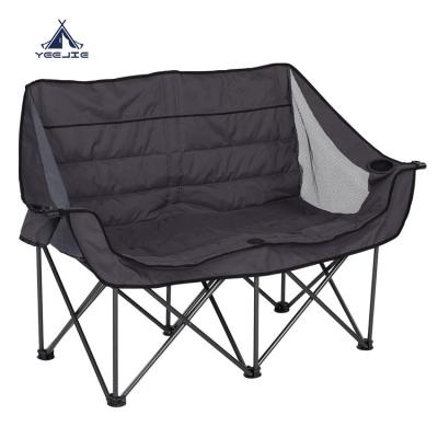 China Modern Yijie Portable Outdoor Two Person Folding Cotton Oxford Soft Double Seat Loveseat Camping Chair for sale