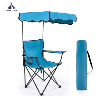 China Modern Yijie Folding Camping Chair with Canopy Shade Portable Beach Chairs Heavy Duty Lawn Chair with Cup Holder for sale