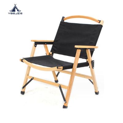 China Modern Yijie Canvas Non Slip Walnut Color Foldable Outdoor Camping Wood Chair Bamboo Folding Beach Chair for sale