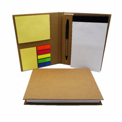 China Self Adhesive Kraft Cover Note Book with Sticky EVA Notes and Pen Holder for sale