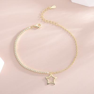 China FASHIONABLE Korean version of the wind pendant Diamond Bracelet of the bracelet S925 Sterling Silver Temperament Bracelet Ins small wind fairy star for sale