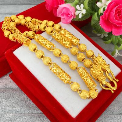 China Auspicious Fact of Romantic Brass Gold Plated Dragon Double Head Cavity Jewelry Gold Sand Vietnam Cloud Necklace Fashion Accessories for sale