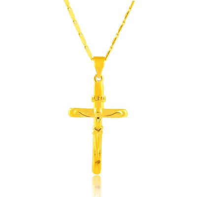 China New Romantic Cross Necklace Jewelry Accessories 18K/24K Sand Gold Brass Gold Plated Jewelry JP173 Hypoallergenic for sale