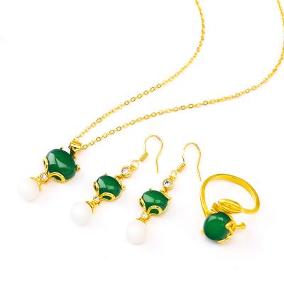 China FASHIONABLE Wholesale Ethnic Fox FAHMI Temperament Fox Necklace Three-Piece Earrings Gemstone Retro Rings Supply Hawaiian Jewelry Wholesale for sale