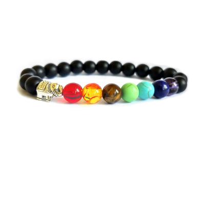 China Free Samples Punk Shape Healing Elephant Chakra Beads Elastic Bracelet For Women for sale