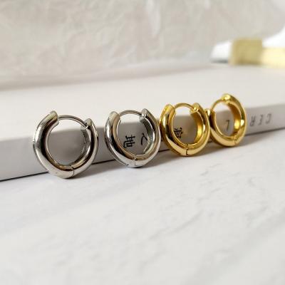 China CLASSIC Trendy Solid Gold Perfectly Around Unisex Polished Hoop Earrings Minimalist Huggie Hoop Earrings Small Circles for sale