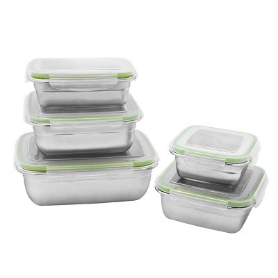 China Large Restaurant Stainless Steel Leaproof Storage Box Bowl / Airtight Food Containers With Lid for sale