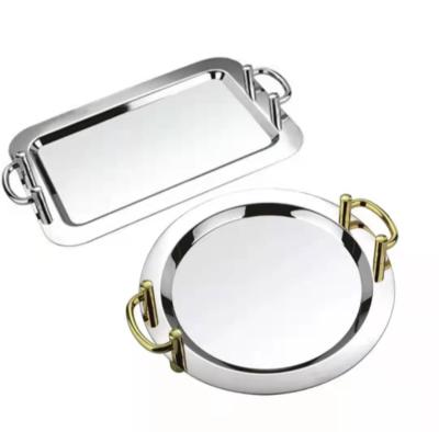 China Viable Luxury Round Tray Square Mirror Stainless Steel Fruit Tray Hotel Special for sale