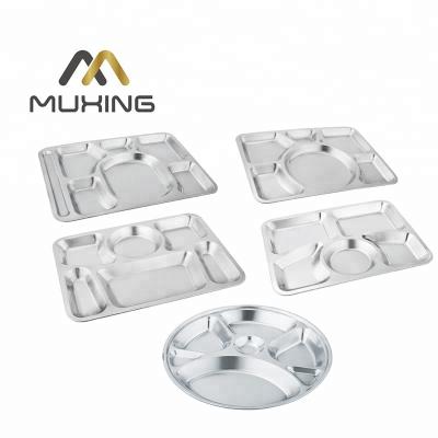 China Sustainable popular retangular 6 compartment stainless steel fast food tray on sale for sale