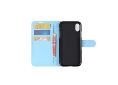 China Sky Blue Pu Leather Phone Case Wallet Style Logo Printing For IPhone 7 for sale