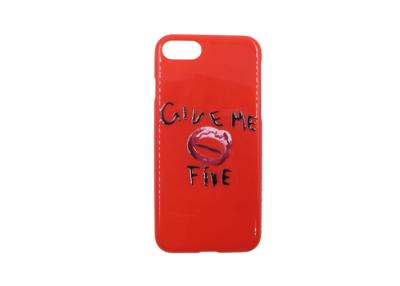 China Custom Made Apple Iphone Covers Red Color With Give Me Five Letters for sale