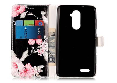 China Scratch Resistance Pu Leather TPU Phone Case Black Color With Flower Printing For Iphone for sale