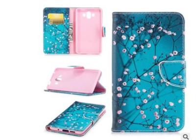 China Cherry Blossom Card Pocket Phone Case , Pu Leather Phone Cases For Huawei for sale