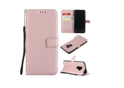 China Pink Blue Comfortable Leather Card Holder Kickstand Protective Folio Flip Phone Cover for sale