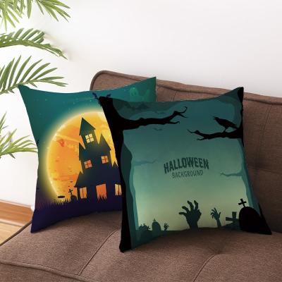 China Wholesale anti-static chic colorful plush velvet polyester designer Halloween turquoise canvas sublimation cushion cover for sale