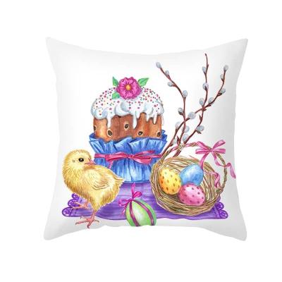 China 2022 New Rabbit Cartoon Sofa Cushion Border Pillowcase Canvas Combination Wholesale Anti-static Easter Pillow Case Household Products for sale