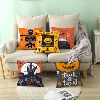 China 2022 Custom Made Wholesale Anti-Static New Pumpkin Witch Peach Skin Printing Halloween Home Pillow Case PillowCover Sofa Cushion Cover Living Room for sale