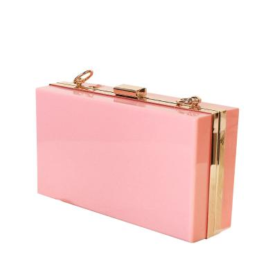 China Lady Women Evening Clutch Bag Summer New Square Box Transparent Evening Handbag Clutch Bag 2021 Hot Sale Acrylic Chain Border Bag for sale