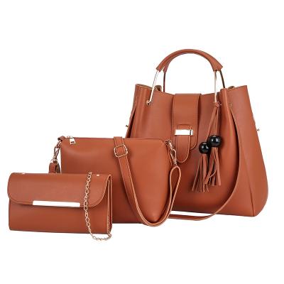 China 2020 Lady Hot Sale 3 Pcs In Set PU Shoulder Bag Leather Tote Ladies Handbag for sale