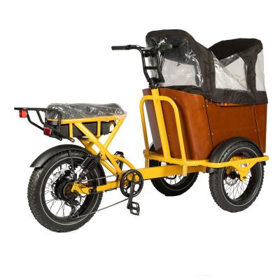 Chine Batterie de haute capacité 13AH Trois roues cargo Tricycle E-bike Fat Tire Famille Cargo Bike à vendre