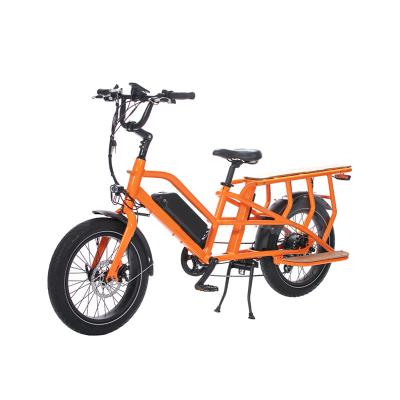 China Long Tail Cargo E Bike aangepaste kleur dubbele batterij 250W staal legering elektrische fiets Te koop