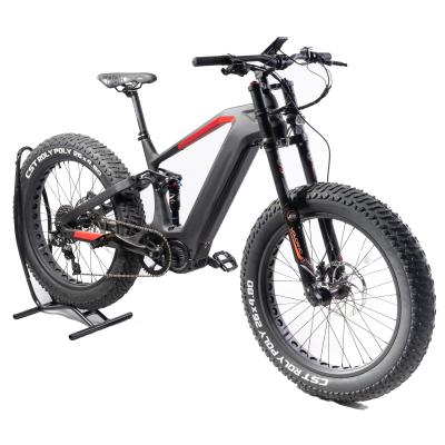 China Luxus-Style Vollfederung MTB Ebike mit Kohlenstofffaser E Bike und 26 * 4,8 Zoll Reifen zu verkaufen