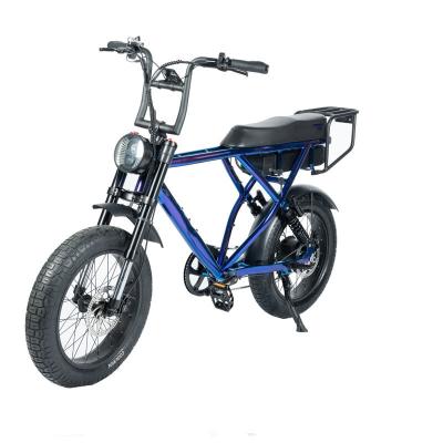 China Bicicleta eléctrica de neumáticos de grasa 48V 20 Ah para bicicletas de playa azul personalizadas Cruceros en venta