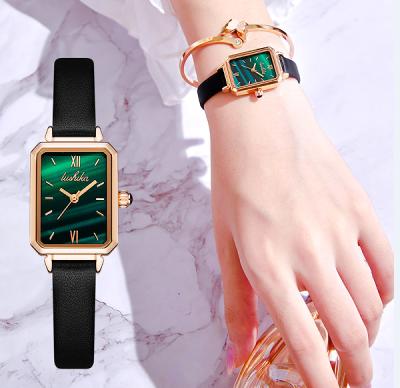 China Fashion Butterfly Necklace Bracelet Rectangle Diamond Leather Wrist For Women Watch Bracelet Watch Set Gift for sale