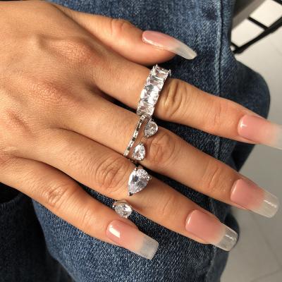 China R0248 New Environmental Friendly Vintage Fashion INS Over - The Top Personality Design Zircon Fashion Ring for sale