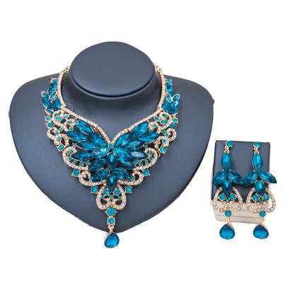 China Environment Friendly Spain Wedding Jewelry Sets Gold Dubai Jewelry Set Bridal Necklace And Earring Jewelry Set For Women for sale